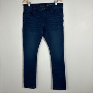 John Varvatos Matchstick Jeans Mens Size 34 Slim Denim Stretch Dark Blue Minimal